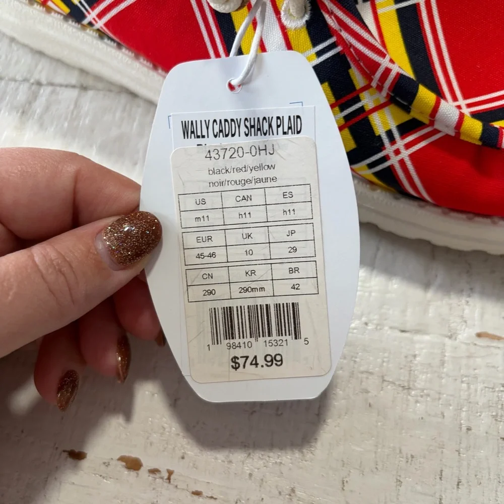 Hey Dude x Caddyshack NWT size 11 Men’s Wally Slip On Plaid Canvas Loafers Golf - Picture 5 of 12